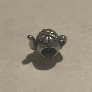 Retired Pandora teapot charm with 14 karat gold